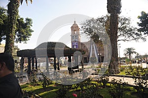 viux of square with cathedral of tacna peru photo
