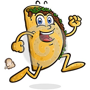 Taco Cartoon Character on a brisk run