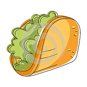 Taco Mexican fast food icon sketch Vector