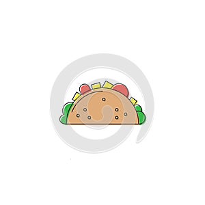 Taco mexican food vector icon isolated on white background