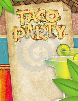 Taco Party Flyer with Margaritas photo