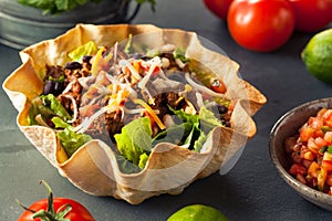 Taco Salad in a Tortilla Bowl