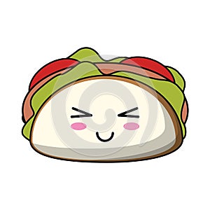 Tacon mexican food kawaii cartoon