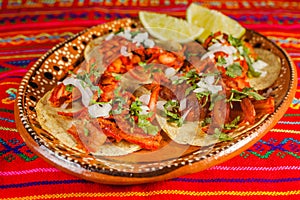 Tacos al pastor mexican spicy food in mexico city
