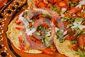 Tacos al pastor mexican spicy food in mexico city photo