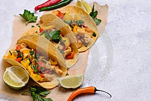 Traditional Mexican tacos with meat