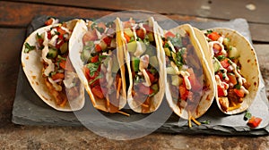 tacos on top of stone slate - mexican food