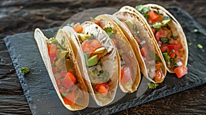 tacos on top of stone slate - mexican food