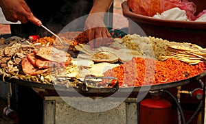 Tacos and tortas, typical mexican food present in all celebrations. I