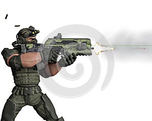Tactical army man cartoon in white background