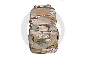 Tactical backpack color coyote front view isolated on white background equipment military tourist