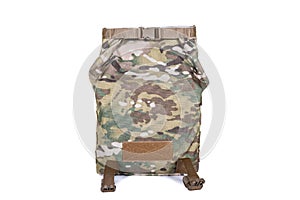 Tactical backpack color khaki front view isolated on white background equipment military tourist