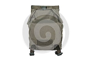 Tactical backpack color khaki front view isolated on white background equipment military tourist