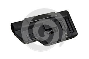 Tactical black rifle stock with adjustable mechanisms and textured surfaces, engineered for precision shooting applications,