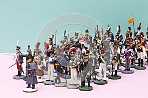 Tactical formation of tin soldiers during the Napoleonic wars