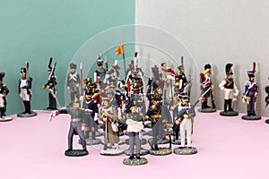 Tactical formation of tin soldiers during the Napoleonic wars