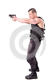 Tactical law enforcer posing