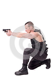 Tactical law enforcer posing