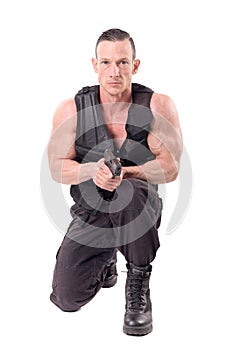 Tactical law enforcer posing