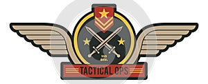 Tactical ops patch. Military emblem. Army chevron