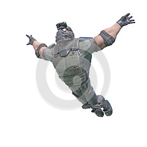 Tactical soldier cartoon jumping