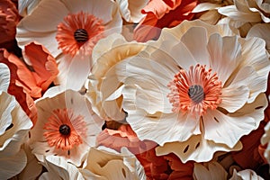 Tactile Paper poppy art closeup. Generate Ai