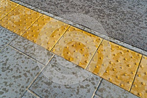 Tactile Paving on Tiles Pathway for Blind Handicap, Safety Sidewalk for Disability People, Relief Slab Sidewalk