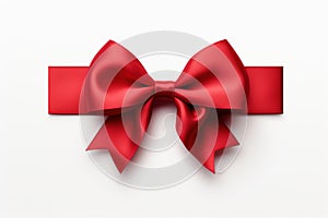 Tactile Red ribbon mockup gift. Generate Ai photo
