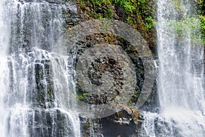 Tad Fan waterfall in The deep forest in Southern of Laos