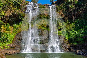 Tad Fan waterfall in The deep forest in Southern of Laos