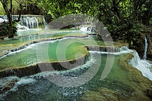 tad kuang si one of beautiful limestone waterfall in luangprabang one of most popular attraction in northern of lao