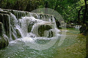 tad kuang si one of beautiful limestone waterfall in luangprabang one of most popular attraction in northern of lao