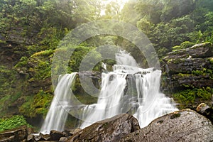 Tad Sua waterfall, A big waterfall in deep forest at Bolaven Plateau. photo