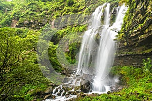 Tad TaKet waterfall, A big waterfall in deep forest at Bolaven plateau, Ban Nung Lung, Pakse, Laos