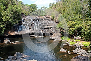 tad xay waterfalls at the phou khao khouay park (laos)