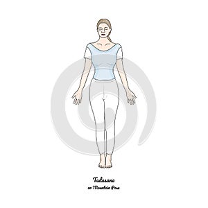 Tadasana or Mountain Pose. Palms Forward Variation. Vector
