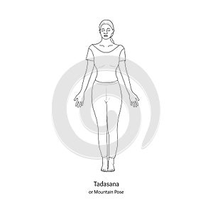 Tadasana or Mountain Pose. Palms Forward Variation. Vector