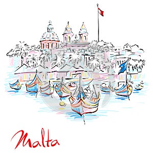 Taditional eyed boats Luzzu in Marsaxlokk, Malta