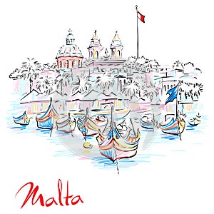 Taditional eyed boats Luzzu in Marsaxlokk, Malta photo