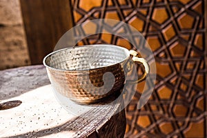 Taditional Ottoman style metal bowl in view