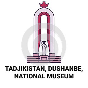 Tadjikistan, Dushanbe, National Museum travel landmark vector illustration