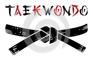 Taekwondo black belt grunge silhouette