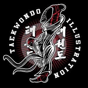 Taekwondo illustration on dark background