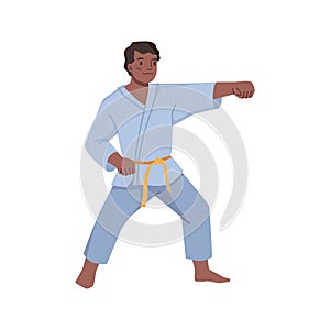 Taekwondo, karate, kickboxing character young boy