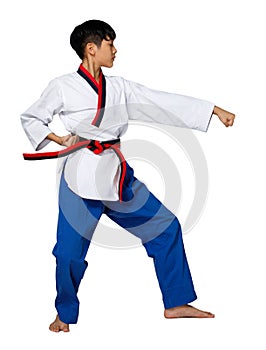 TaeKwonDo Karate Kid athlete young teenager show traditional Fighting