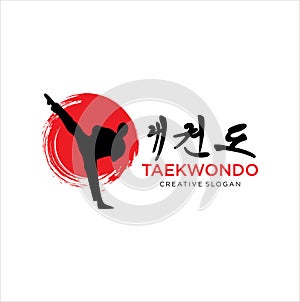 Taekwondo logo fight Design Vector . Karate Logo Mascot Design Template