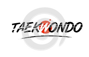 taekwondo word text logo icon with red circle design photo