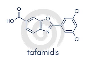 Tafamidis familial amyloid polyneuropathy FAP drug molecule. Skeletal formula.