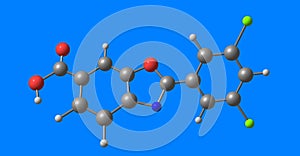 Tafamidis molecular structure isolated on blue photo