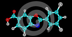 Tafamidis molecular structure isolated on black photo